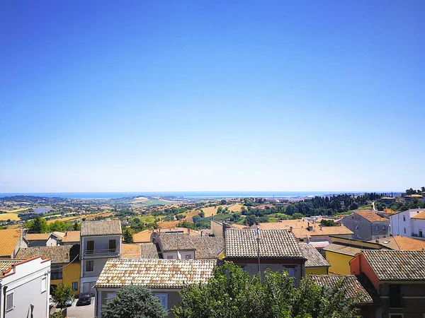 Vista Panorámica Desde Recanati Región Las Marcas Mar Adriático Italia —  Fotos de Stock