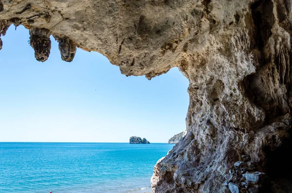 Приголомшливі Печері Березі Моря Напрямку Palinuro Чиленто Італії — стокове фото