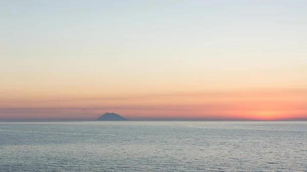 Захід Сонця Острові Острів Стромболі Вулканічний Острів Зору Від Tropea — стокове фото