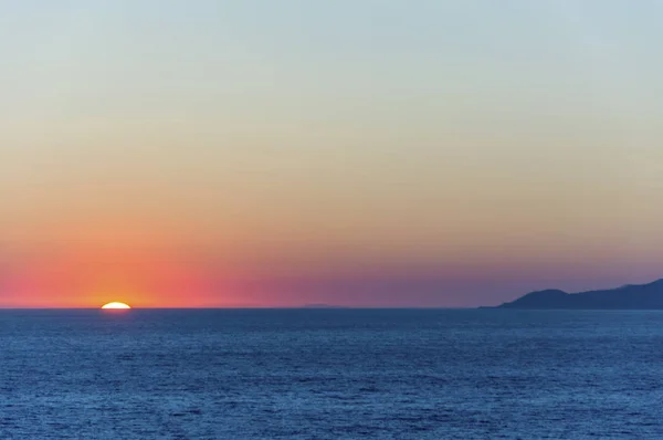Захід Сонця Острові Капрі Видно Напрямку Palinuro — стокове фото
