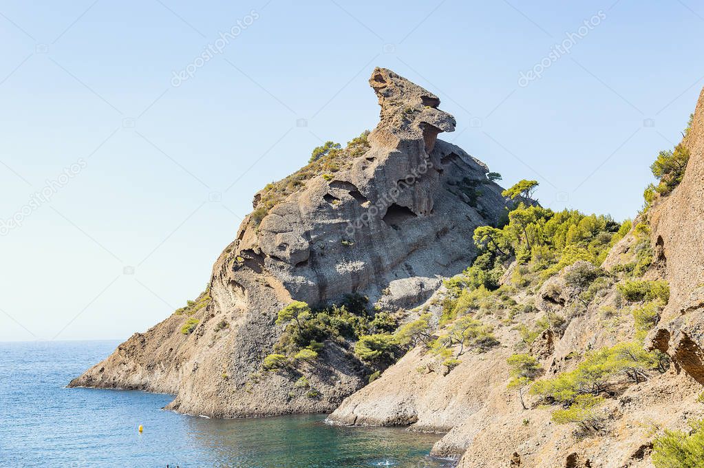 Panoramic view of the Calanque of Figuerolles near La Ciotat