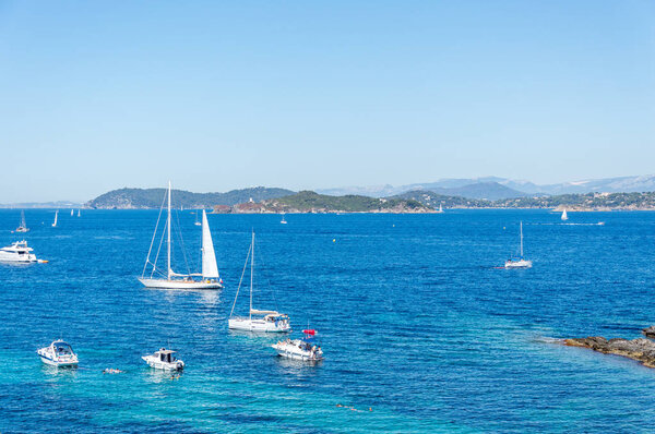 Seacoast in summer of the island of Porquerolles