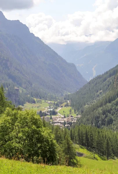 Panoramatický Výhled Údolí Gressoney Poblíž Monte Rosa — Stock fotografie