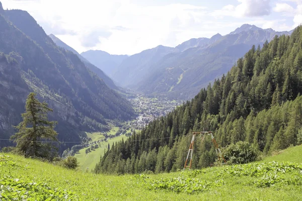 Vista Panorámica Del Valle Gressoney Cerca Monte Rosa —  Fotos de Stock