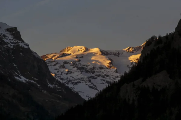 Panoramatický Výhled Údolí Gressoney Poblíž Monte Rosa Zimě — Stock fotografie