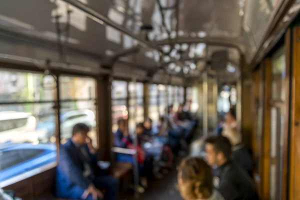 Mailand Italien 2018 Menschen Der Straßenbahn Zentrum Von Mailand — Stockfoto