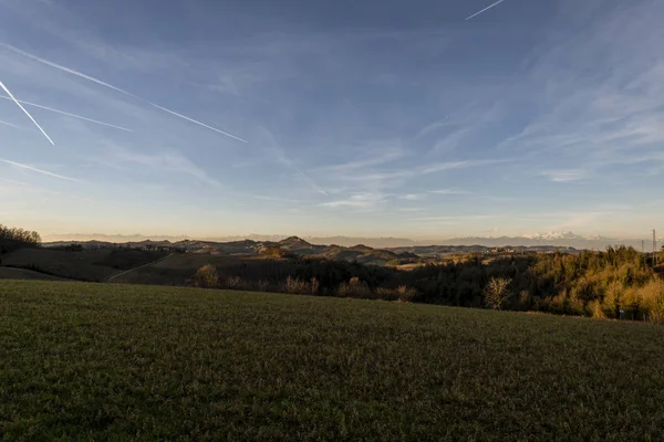 Tramonto Sulle Colline Del Montferrat Durante Inverno — Foto Stock