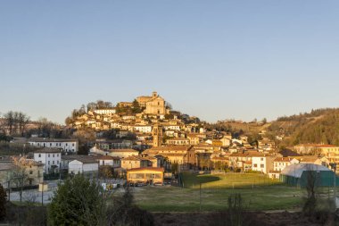 Sunset on the hills of Montferrat during winter clipart