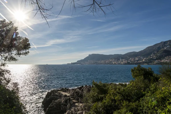 Costa Cap Martin Soleado Día Invierno —  Fotos de Stock