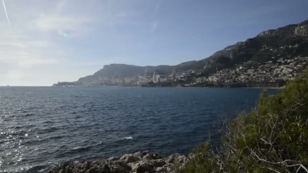 Seacoast Cap Martin Dzień Słoneczny Zimowy — Wideo stockowe