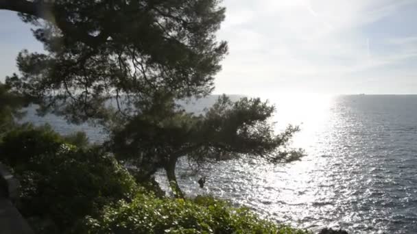 Sonnenlicht Reflektiert Auf Dem Meer Von Cap Martin Einem Sonnigen — Stockvideo