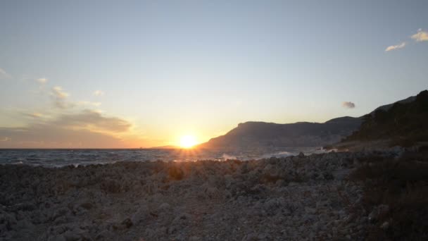 Bahía Montecarlo Mónaco Atardecer Desde Cap Martin Soleado Día Invierno — Vídeos de Stock