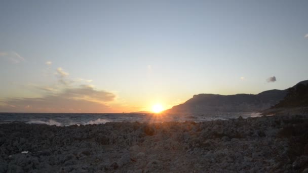 Monacos Bay Montecarlo Solnedgången Från Cap Martin Solig Vinterdag — Stockvideo