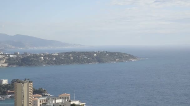 Den Bay Montecarlo Monaco Och Cap Martin Solig Vinterdag — Stockvideo