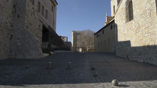 Pleintje Het Middeleeuwse Dorp Van Antibes Een Zonnige Winterdag — Stockvideo