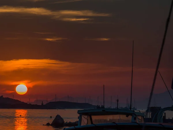 Захід Сонця Маленькому Порту Французькій Рив Єрі — стокове фото