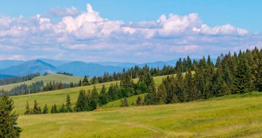çim bir dağ yamacında ve kalın yoğun bulutlar gökyüzünde üstündeki görünür zor bir alan yol