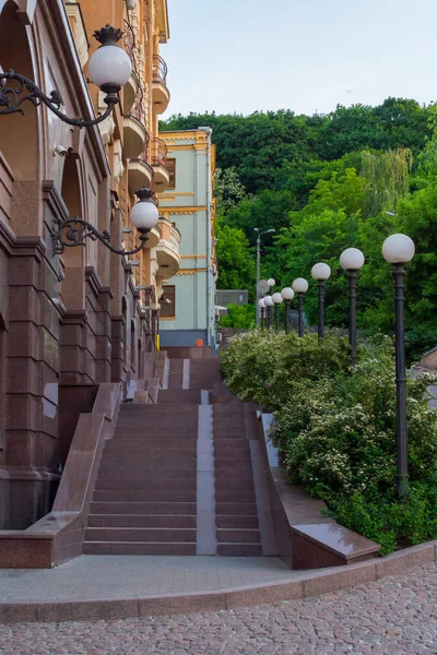 small steps for climbing along the building with beautiful architecture