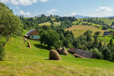 Nerede insanlar ot ve kuru saman biçmek bir küçük, güzel dağ köyü