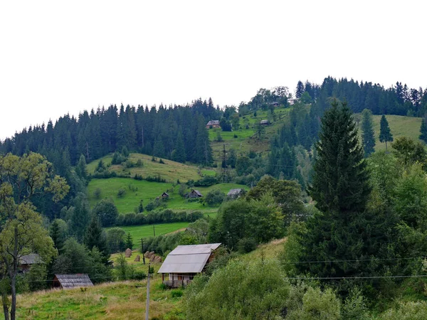 Yemyeşil ağaçlar ve çalılar arasında yamaç boyunca kaotik bir sırada yer alan küçük kırsal konutlarında.