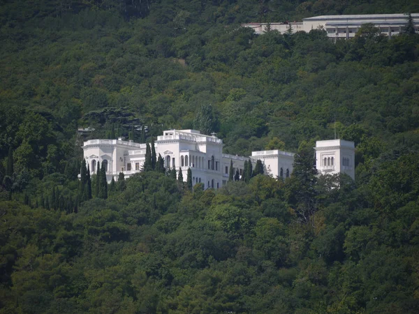 里瓦宫殿被克里米亚山脉的森林包围着 — 图库照片