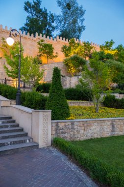 adımlar bir kompozisyon bitkiler arka planı üzerinde yanan bir fener