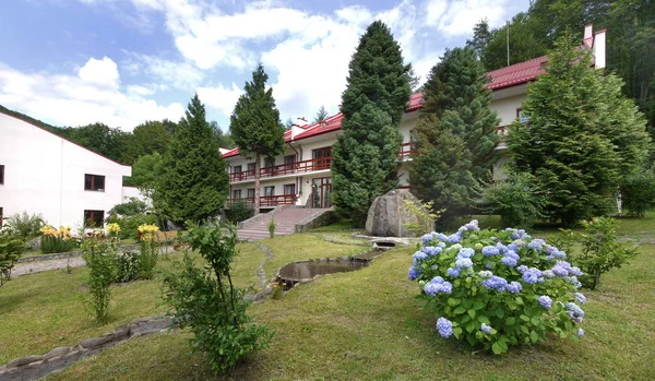 Ransparent decorativo riacho gramado verde no centro de recreação — Fotografia de Stock