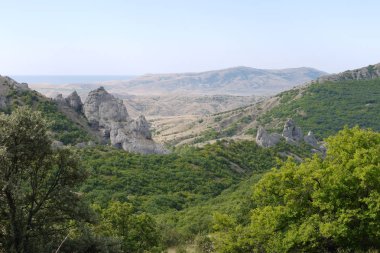 Dağ yamaçları yeşillik ağaçların bir tarafta ve diğer herhangi bir bitki örtüsü olmadan kesinlikle temiz ile büyümüş.
