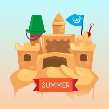 kumdan kale ile yaz illüstrasyon 