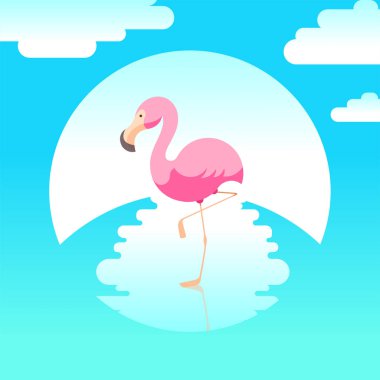 Yaz vektör çizim ile flamingo 