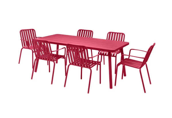 Table Jardin Avec Chaises Sur Fond Blanc — Photo