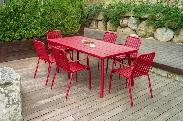 Garden Dining Table Chairs — Stock Photo, Image