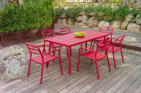 Garden Dining Table Chairs — Stock Photo, Image