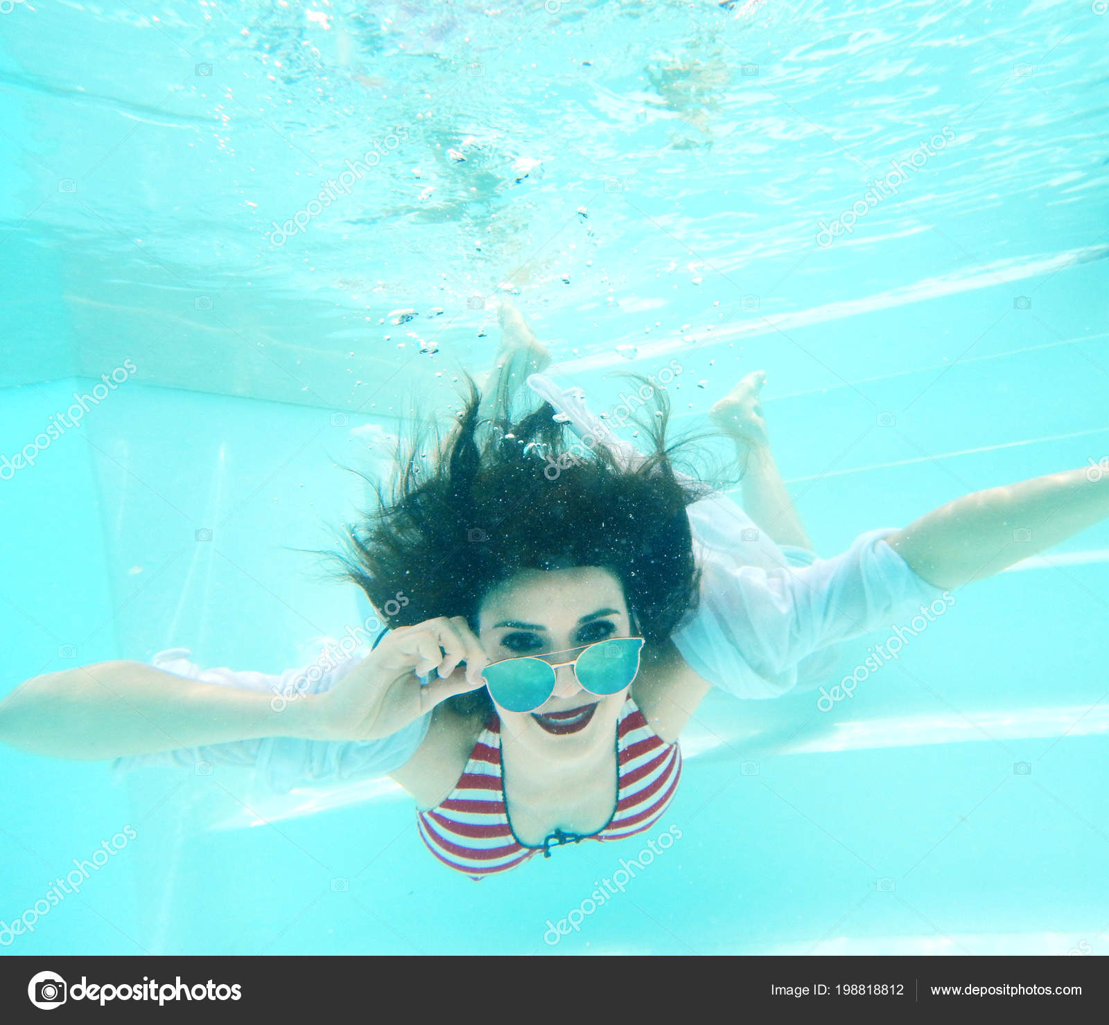 Beautiful Woman Portrait Underwater 