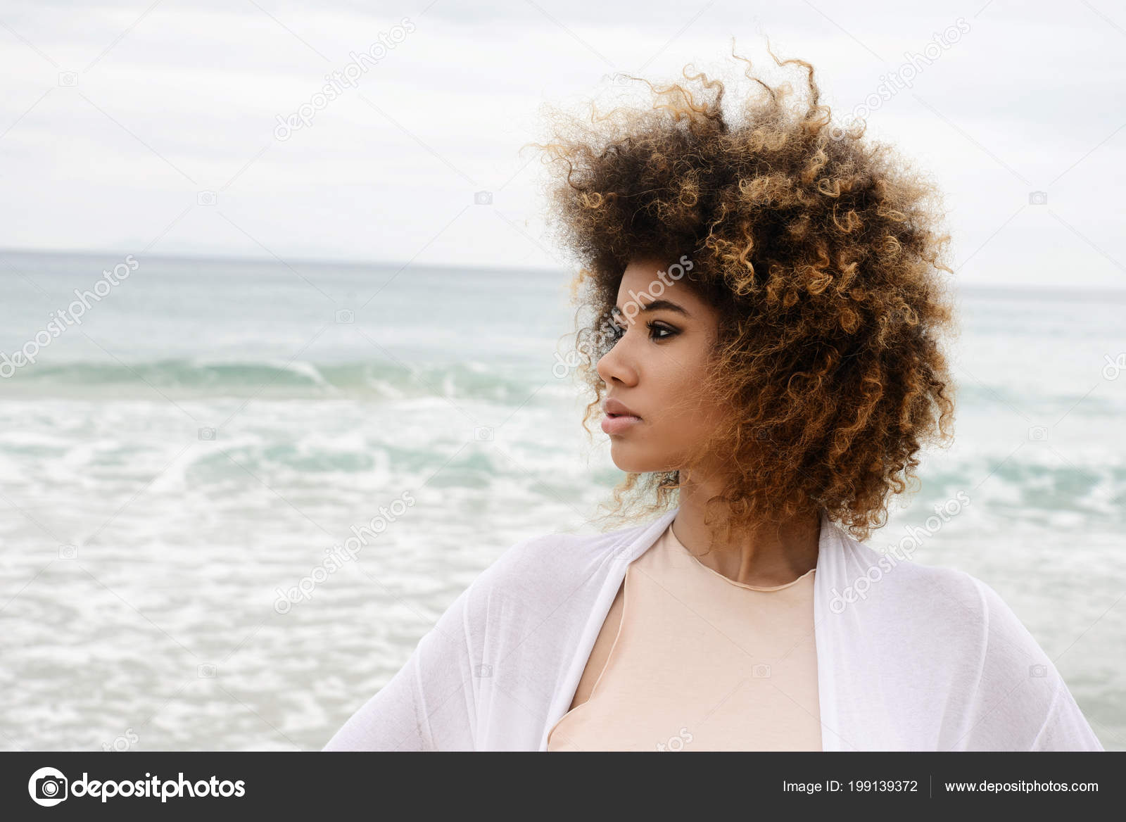 White Girl Afro Hair Beautiful Girl Portrait Afro Hair White