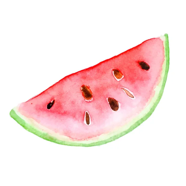 Vector Watercolor Illustration Watermelon Slice — Stock Vector