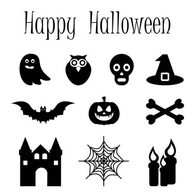 Sembollerin mutlu Halloween vektör Icon set
