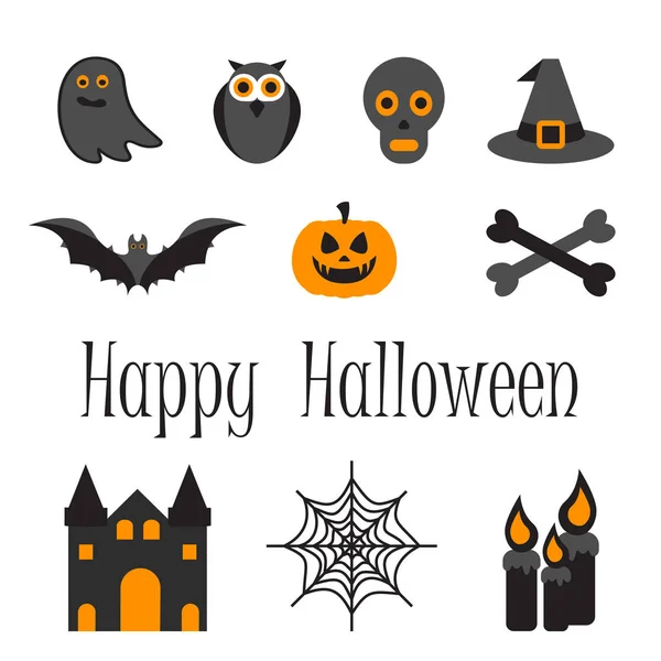 Boldog Halloween vector icon set, szimbólumok — Stock Vector