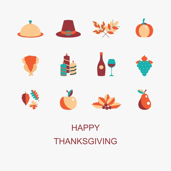 Ensemble de couleurs vectorielles Happy Thanksgiving pour carte de vœux ou web — Image vectorielle