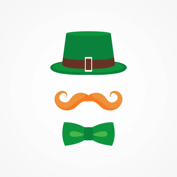 Vektör düz tasarım simgesi yeşil şapka ile Saint Patricks Day karakter cin için — Stok Vektör