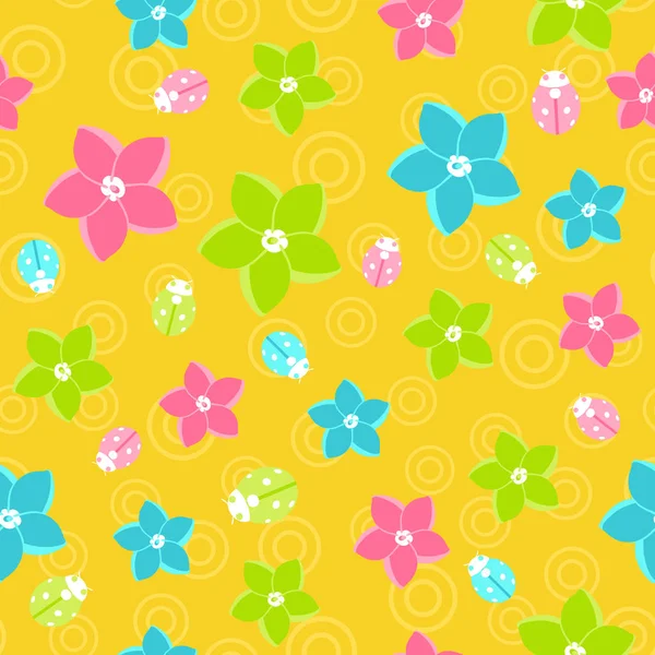 Διάνυσμα floral χωρίς ραφή μοτίβο σε στυλ Doodle σε πορτοκαλί φόντο — Διανυσματικό Αρχείο