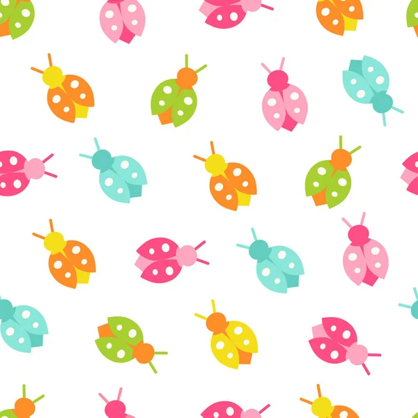 Multicolor Ladybug sem costura padrão fundo Vector Ilustração —  Vetores de Stock