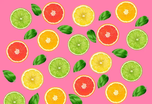 Top view of colorful orange fruit on pink pastel background.concepts ideas of fruit,vegetable.healthy eating lifestyle — 图库照片