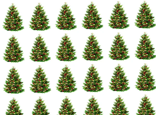 Świąteczna Kompozycja Wzór Wykonany Gałęzi Drzew Iglastych Białym Tle Święta — Zdjęcie stockowe