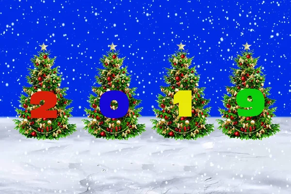 2019 Празднование Счастливого Нового Года Концепции Идеи Красочным Элементом Рождественские — стоковое фото