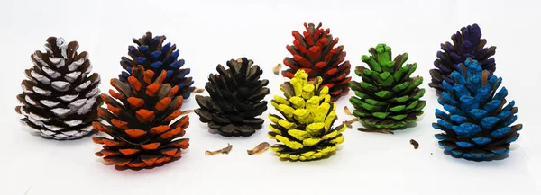 Set of colorful different Christmas cones isolated on white background — 스톡 사진