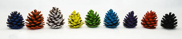 Set Colorful Different Christmas Cones Isolated White Background Christmas New — 스톡 사진