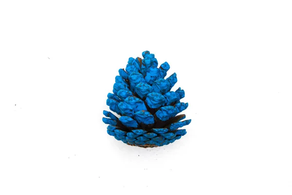 Cones Natal Azul Isolado Fundo Branco Conceitos Natal Ano Novo — Fotografia de Stock