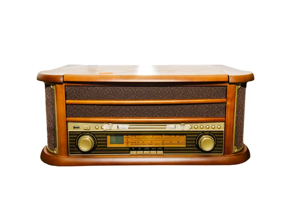 Vintage Style Retro Altes Grammophon Radio Isoliert Auf Weißem Hintergrund — Stockfoto