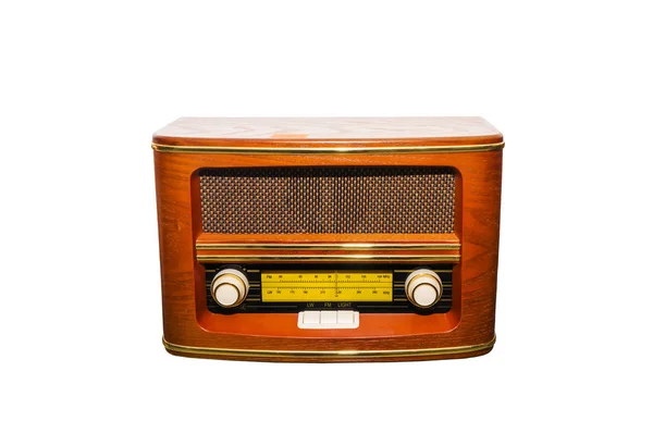 Vintage Stijl Retro Oude Grammofoon Radio Geïsoleerd Witte Achtergrond — Stockfoto